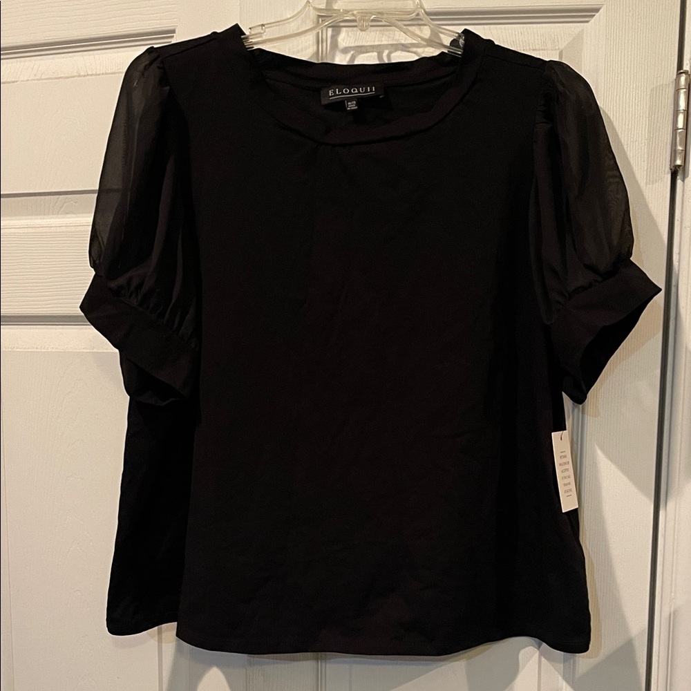 Eloquii, black, short sheer sleeves